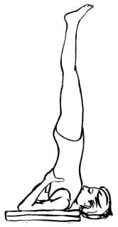 A drawing of a person in a yoga pose, salamba sarvangasana, shoulderstand
