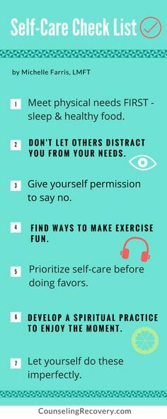 A list of advice for creating self-care in your life.